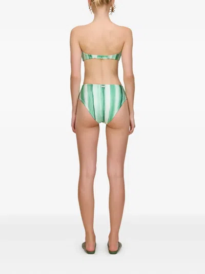 Cult Gaia Oswin Painted-stripe Bikini Top In Green