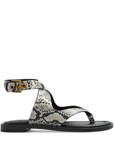 Michael Michael Kors Irene Embossed Snake-motif Flat Sandals