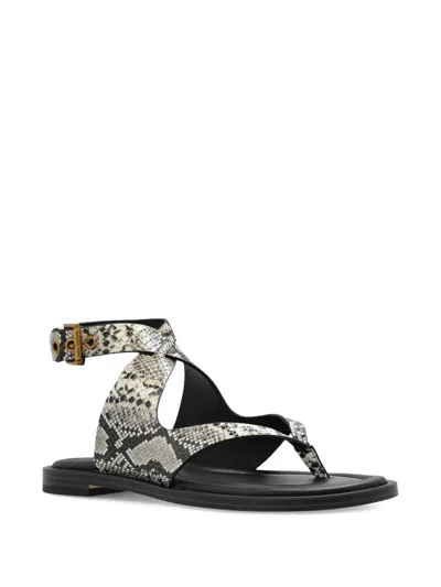Michael Michael Kors Irene Embossed Snake-motif Flat Sandals