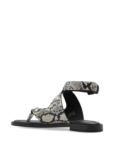 Michael Michael Kors Irene Embossed Snake-motif Flat Sandals