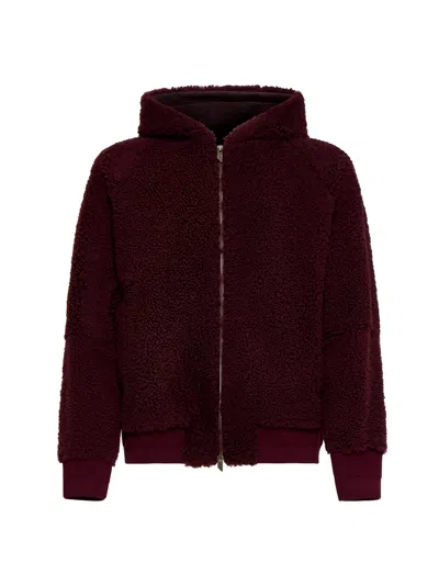 Salvatore Santoro Shearling And Leather Reversible Jacket In Red