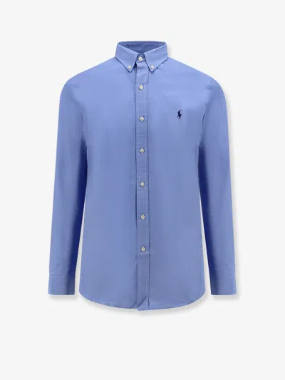 Polo Ralph Lauren Slim Fit Striped Shirt With Button-down Collar In Blue