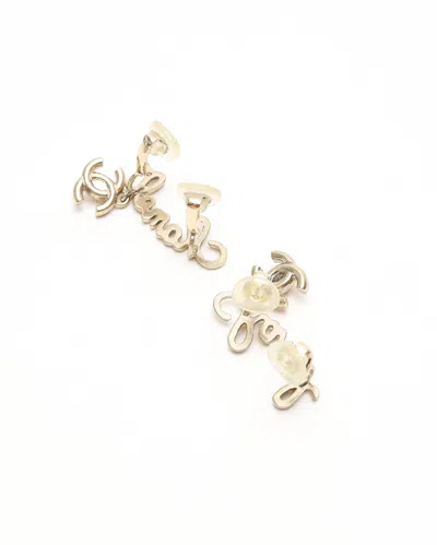 Pre-owned Chanel Coco Mark Earrings In Silver