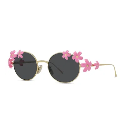 Loewe Signature Floral Metal Sunglasses In Gold