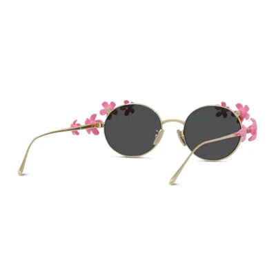 Loewe Signature Floral Metal Sunglasses In Gold