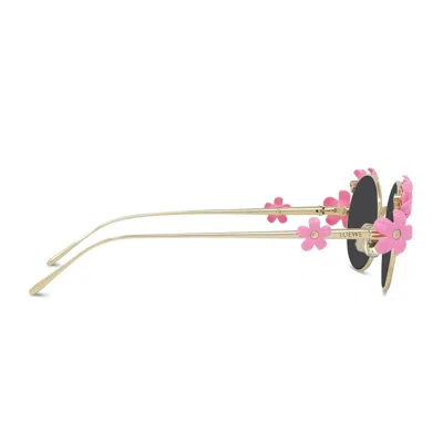 Loewe Signature Floral Metal Sunglasses In Gold