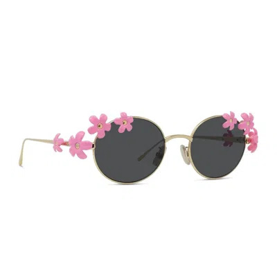 Loewe Signature Floral Metal Sunglasses In Gold