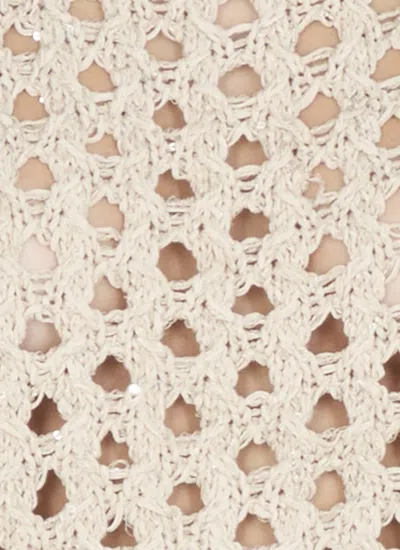 Antonelli Campanellino Beige Crewneck Knit Sweater In Cotton Blend Woman