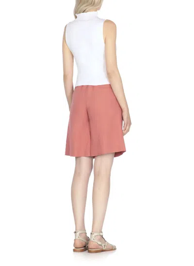 Antonelli High Neck Sleeveless Ribbed Cotton Top In Blue