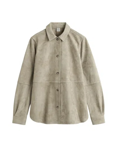 Totême Toteme Chemise En Daim Doux Desert In Gray