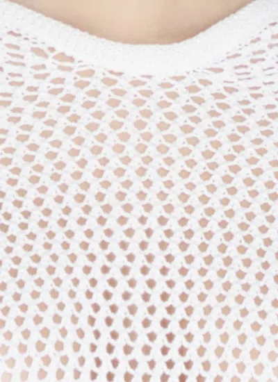 Antonelli Perforated White Cotton Sweater With Relaxed Fit