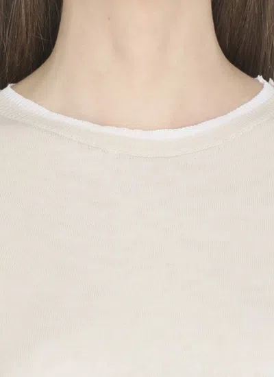 Antonelli Crew Neck Cotton T-shirt With Contrasting Details In Neutral