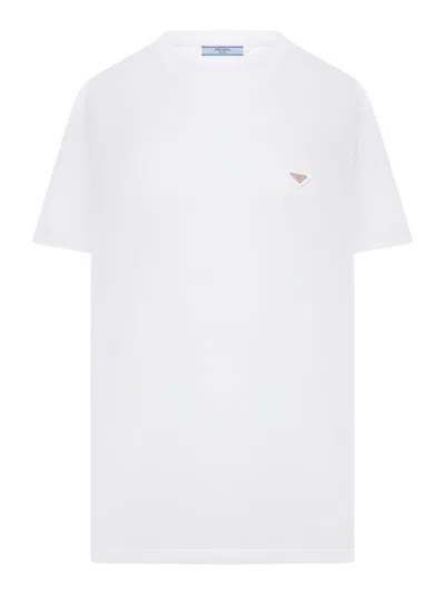 Prada Crystal-embellished Triangle Logo T-shirt