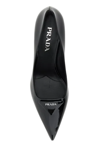 Prada Scarpe Con Tacco In Pelle Nera  Donna In Black