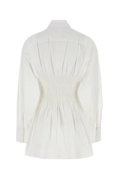 Prada Camicia In Popeline Bianco Donna In Multi
