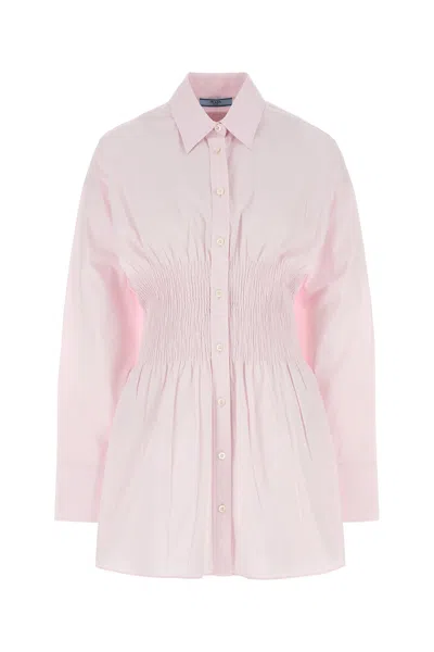 Prada Camicia In Popeline Rosa Pastello Donna