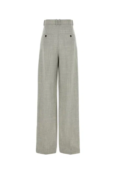 Saint Laurent Wool Trousers With Wide Leg And Pleated Front In Gray