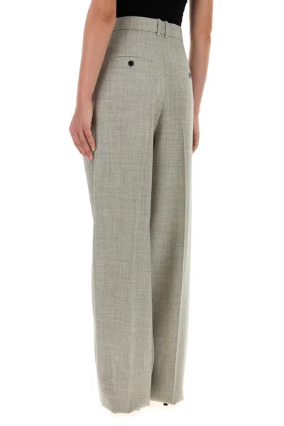 Saint Laurent Wool Trousers With Wide Leg And Pleated Front In Gray