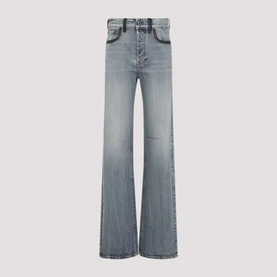 Miu Miu Cotton Denim Jeans Leather Accents