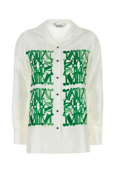 Max Mara Monogram-print Button-up Shirt In Neutral