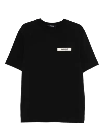 Jacquemus Black Crewneck T-shirt With Logo Detail In Black