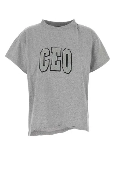 Balenciaga Ceo Asymmetrical Crewneck T-shirt In Gray