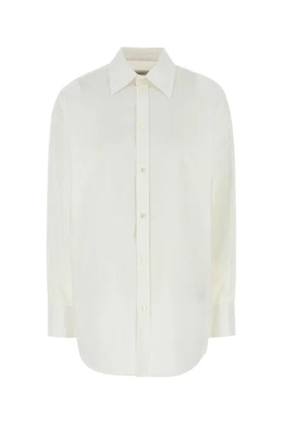 Saint Laurent Cassandre Cotton Poplin Shirt In White