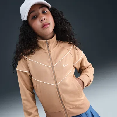 Nike Sportswear Big Kids' (girls') Knit Track Jacket In Brown