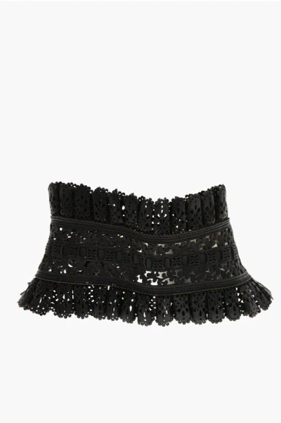 Dsquared2 Leather Corset Belt With Lace Design 180cm