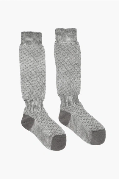 Dsquared2 Metallic Fabric Perforated Socks In Gray
