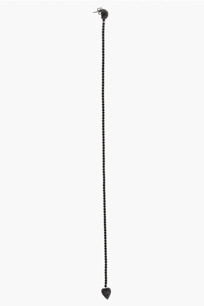 Dsquared2 Rhinestone Maxi Single Earring With Heart-shaped Pendant