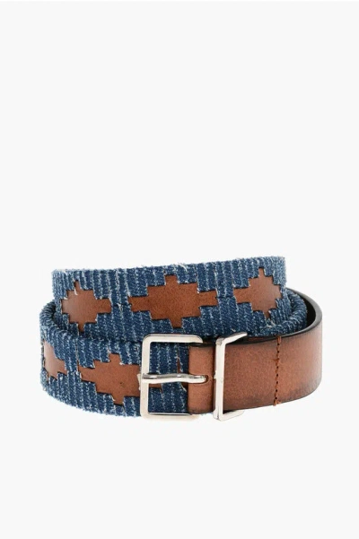 Dsquared2 Denim And Leather Belt 30mm In Brown