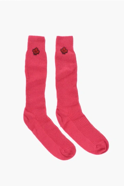 Dsquared2 Wool Blend Long Socks With Embossed Embroidery