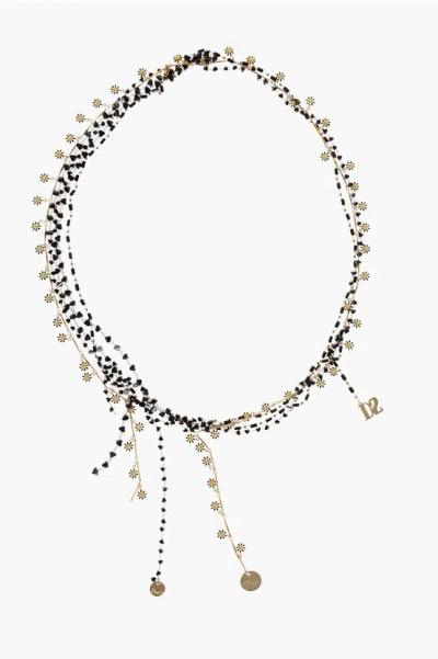 Dsquared2 Beaded Touch Of Color Necklace With Floral Details