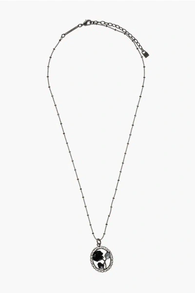 Dsquared2 Metal Necklace With Rose Pendant