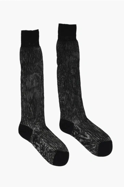 Dsquared2 Ribbed Cotton And Nylon Stretch Long Socks