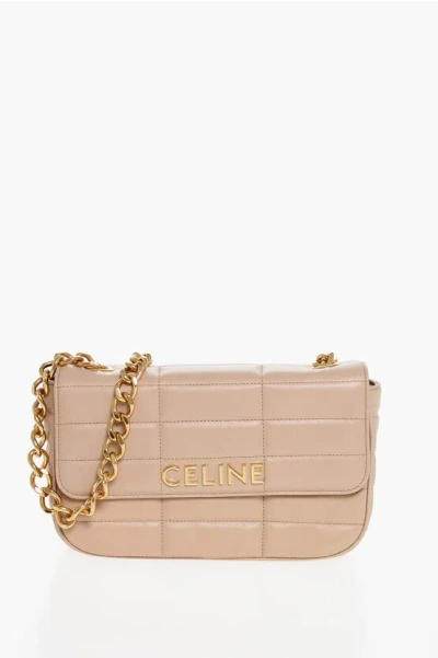 Celine Quilted Leather Shoulder Bag With Golden Details