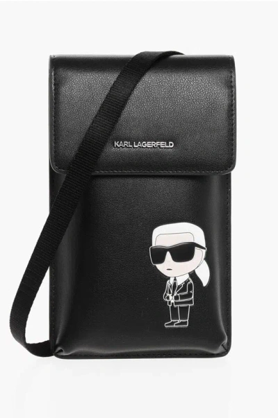 Karl Lagerfeld Leather Smartphone Pouch With Matching Airpods Case
