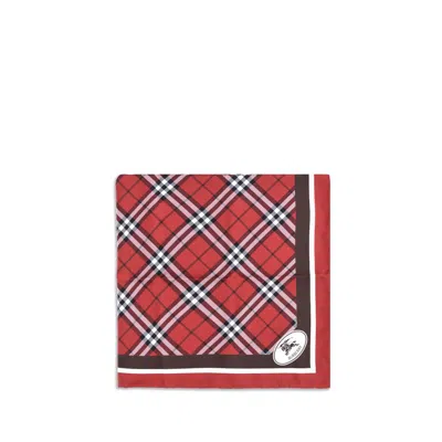 Burberry Medium Check Ekd Stamp Square Silk Twill Scarf