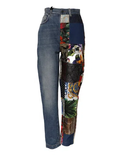 Dolce & Gabbana Blue Amber Patchwork High Waist Denim Jeans