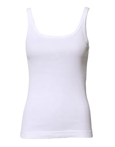Dolce & Gabbana White Cotton Sleeveless Round Neck Tank Top