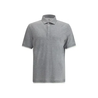 Brunello Cucinelli Silk Polo Sweater With Two-tone Double Layer Detail
