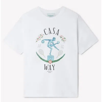 Casablanca Statue En Marbre-print Cotton T-shirt In White