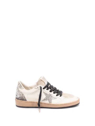 Golden Goose Ball Star Sneakers In Vintage Effect Leather And Suede With Glittered Star And Heel Tab