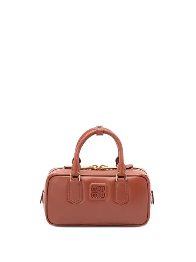 Miu Miu Women Arcadie Leather Bag In Brown