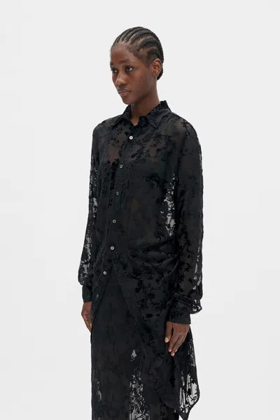 Ann Demeulemeester Rada High Comfort Dèvorè Shirt In Black