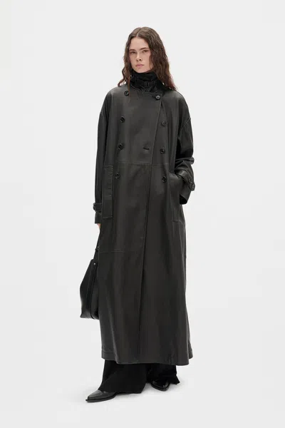 Ann Demeulemeester Ansa Double-breasted Trench Coat In Black