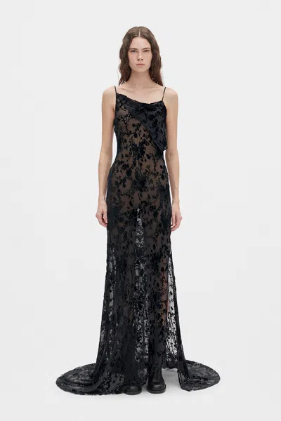 Ann Demeulemeester Aaricia Long Bias Slip Dress In Black