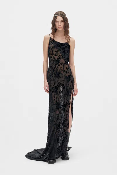 Ann Demeulemeester Aaricia Long Bias Slip Dress In Black