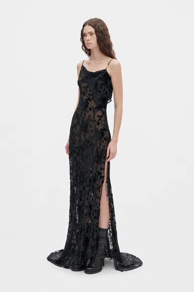 Ann Demeulemeester Aaricia Long Bias Slip Dress In Black